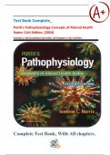 Test Bank Complete; Porth's Pathophysiology Concepts of Altered Health States 11th Edition, (2024- Tommie L. Norris (Author) All Units| All Chapters 1-52| Verified