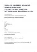 MODULE 3: DRUGS FOR HEADACHE, ALLERGIC REACTIONS, CYCLOOXYGENASE INHIBITORS, ACETAMINOPHEN, & GLUCOCORTICOIDS EXAM 2024/2025 QUESTIONS WITH CORRECT ANSWERS.