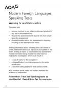 AQA GCSE Modern Foreign Languages Speaking Tests question paper 2024 june 8658/SH/WTC