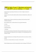 MH701 Safety Exam # 3 Questions and answers with 100% correct solutions | A+ Grade