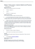 RELI-448N Week 7 Discussion: Islamic Belief and Practice (GRADED) Week 7 Discussion: Islamic Belief and Practice 7373 unread replies. replies. Required Resources Read/review the following resources for this activity:  Textbook: Chapter 10  Lesson  Mini