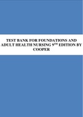 TEST BANK FOR FOUNDATIONS AND ADULT HEALTH NURSING 9TH EDITION BY COOPER Complete Chapter 1-40