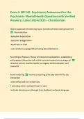 Exam 2: NR 548- Psychiatric Assessment for the Psychiatric-Mental Health Questions with Verified Answers | Latest 2024/2025 – Chamberlain. 