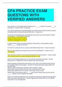 CFA PRACTICE EXAM QUESTONS WITH VERIFIED ANSWERS 