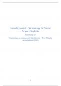 Samenvatting Criminology -  Introduction into Criminology for Social Science Students (RGBUSTR007)