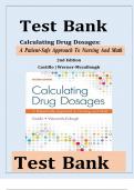 Test Bank For Calculating Drug Dosages: A Patient-Safe Approach to Nursing and Math 2nd Edition by Castillo|9781719641227|All Chapters 1 - 22| LATEST