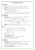 A detailed summary of Vector Calculus and Partial Differential Equations