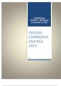 OXFORD CAMBRIDGE AND RSA 2024 GCE  Biology A  H420/01: Biological processes  A Level ACTUAL QUESTION PAPER AND MARKING SCHEME (MERGED 2024)