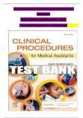 TEST BANK For Clinical Procedures for Medical Assistants, 11th Edition by Bonewit-West, Verified Chapters 1 - 23, Complete Newest Version