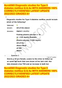 Nurs6565 Diagnostic studies for Type II diabetes mellitus Q & As WITH ANSWERS 100% CORRECTLY/VERIFIED LATEST UPDATE 2022/2023 GRADED A+