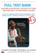 Test Bank for Anatomy and Physiology The Unity of Form and Function 10th Edition by Kenneth S. Saladin | 9781265328627 | All Chapters 1-29 | LATEST