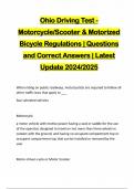 Ohio Driving Test - Motorcycle/Scooter & Motorized Bicycle Regulations | Questions and Correct Answers | Latest Update 2024/2025