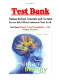 Human Biology Concepts and Current Issues 8th Edition Johnson Test Bank