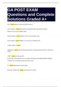 GA POST EXAM Questions and Complete Solutions Graded A+.