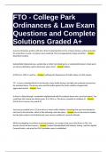 FTO - College Park Ordinances & Law Exam Questions and Complete Solutions Graded A+