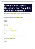 FTO GA POST Exam Questions and Complete Solutions Graded A+