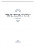 tattoo test (Oklahoma) Tattoo Licence 2024 Questions With All Correct.