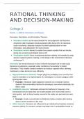 Summary Rational Thinking and Decision Making (lecture notes + papers)