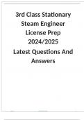 3rd Class Stationary Steam Engineer License Prep 2024/2025  Latest Questions And Answers