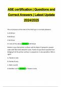 BUNDLE EXAMS FOR ASE CERTIFICATION (AUTOMOTIVE SERVICE EXCELLENCE ) :::: QUESTIONS AND CORRECT ANSWERS | LATEST UPDATE 2024/2025