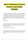 PACKAGE DEAL FOR ASE CERTIFICATION (AUTOMOTIVE SERVICE EXCELLENCE ) EXAMS:::: QUESTIONS AND CORRECT ANSWERS | LATEST UPDATE 2024/2025