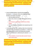 ATI RN Pharmacology Proctored Exam 2022, RN Pharmacology Proctored Exam  solutions with updated complete resources for 2022/2023 ati exams graded A+