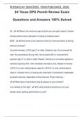 84 Texas DPS Permit Review Exam Questions and Answers 100% Solved