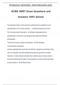 ACBS 160D1 Exam Questions and Answers 100% Solved