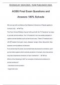 ACBS Final Exam Questions and Answers 100% Solveds