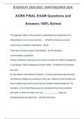 ACBS FINAL EXAM Questions and Answers 100% Solved