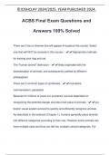 ACBS Final Exam Questions and Answers 100% Solved