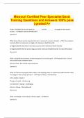 Missouri Certified Peer Specialist Basic Training Questions and Answers 100% pass | graded A+