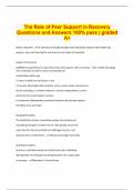 The Role of Peer Support in Recovery Questions and Answers 100% pass | graded A+