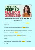 NCCT Phlebotomy Certification/ 144 Q&A/ A+ Score Solution. 