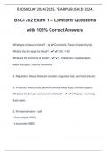 BSCI 202 Exam 1 – Lombardi Questions with 100% Correct Answers