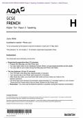 2024 AQA GCSE FRENCH 8658/SH Paper 2 Speaking Candidate’s material + Teacher’s + Mark Scheme