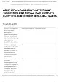  MEDICATION ADMINISTRATION TEST BANK NEWEST 2024-2025 ACTUAL EXAM COMPLETE  QUESTIONS AND CORRECT DETAILED ANSWERS 