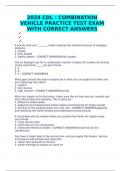 2024 CDL - COMBINATION VEHICLE PRACTICE TEST EXAM WITH CORRECT ANSWERS