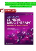 Test Bank For Abrams’ Clinical Drug Therapy Rationales for Nursing Practice 12th Edition by Geralyn Frandsen, Sandra S. Pennington All Chapters 1-61 Completed A+ Guide ISBN:9781975136130 Newest Version 2024 Instant Pdf Download