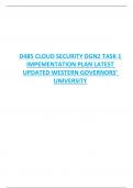 D485 CLOUD SECURITY DGN2 TASK 1  IMPEMENTATION PLAN LATEST  UPDATED WESTERN GOVERNORS’  UNIVERSITY 