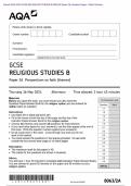 Actual 2024 AQA GCSE RELIGIOUS STUDIES B 8063/2A Paper 2A Question Paper + Mark Scheme