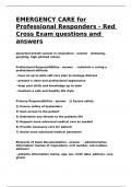 EMERGENCY CARE for Professional Responders - Red Cross Exam questions and answers.