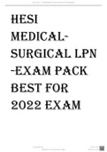 HESI MedicalSurgical LPN -EXAM PACK BEST FOR 2022 EXAM