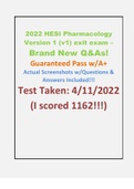 2022 - 2023 Hesi Pharmacology Exit Exam - Brand New Q&As (TB w/pics) Study Guide