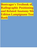 Bontrager's Textbook of Radiographic Positioning and Related Anatomy 9th Edition Lampignano Test Bank