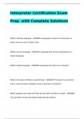 Interpreter Certification Exam Prep  with Complete Solutions