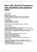 Nurs 425- Normal Pregnancy test questions and answers 2025.