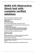 NURS 425 Obstructive Shock test with complete verified solutions