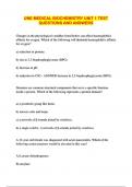 UNE MEDICAL BIOCHEMISTRY UNIT 1 TEST QUESTIONS AND ANSWERS