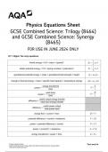 AQA Physics Equations Sheet GCSE Combined Science: Trilogy (8464) and GCSE Combined Science: Synergy (8465) insert 2024 june 8464/P/2F